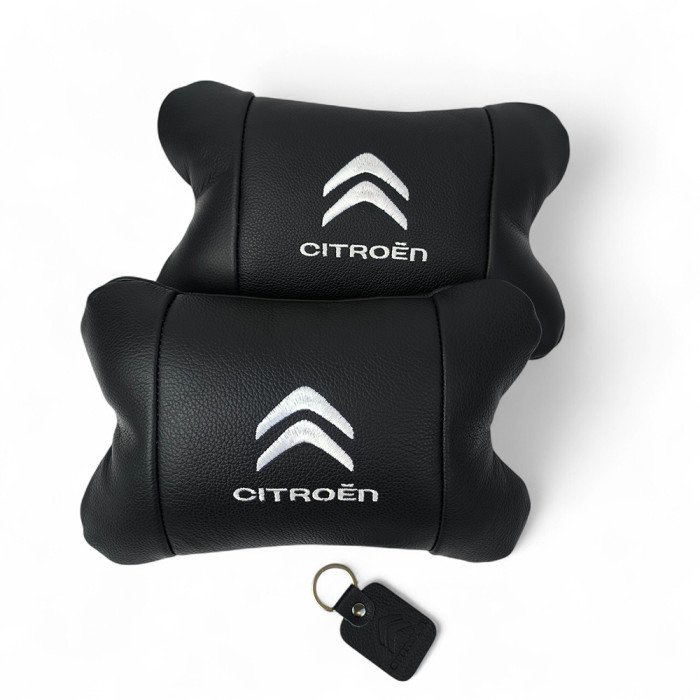 Набір шкіряних подушок Citroën з натуральної італійської шкіри + фірмовий брелок у подарунок