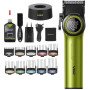 Професійна машинка для стрижки волосся VGR V-001 з дисплеєм 9000 об/хв та 10 насадками. Колір: зелений