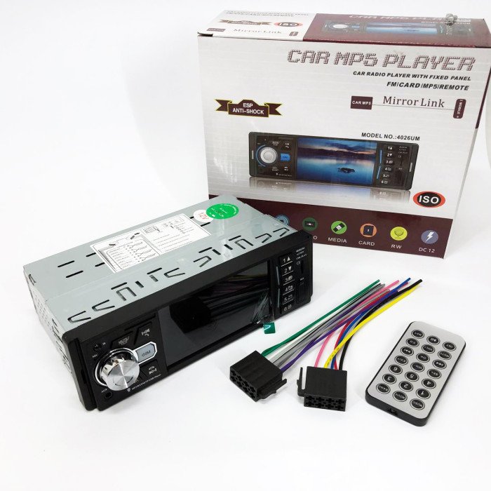 Автомагнітола MP5 4026UM з екраном 4.1 дюйми, AUX вхід, Bluetooth, 1 DIN, магнітола в машину