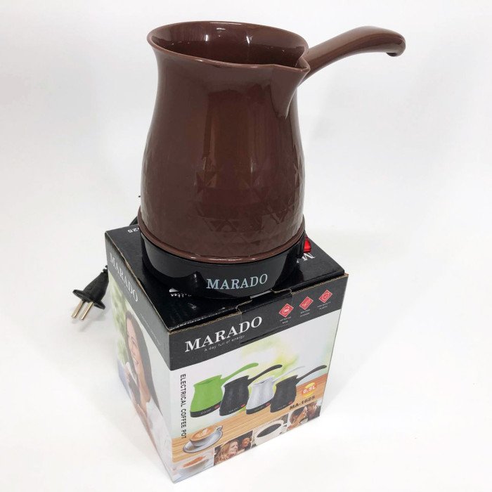 Електрична турка для кави Marado MA-1625, Побутова турка, Бюджетна турка. Колір: коричневий
