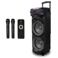 Музична колонка ZXX-9292 акумуляторна акустична система з 2-ма радіомікрофонами пульт управління