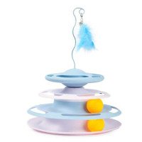 Іграшка трек для котика, кошеня з кульками і трекбол пером. Колір: синій