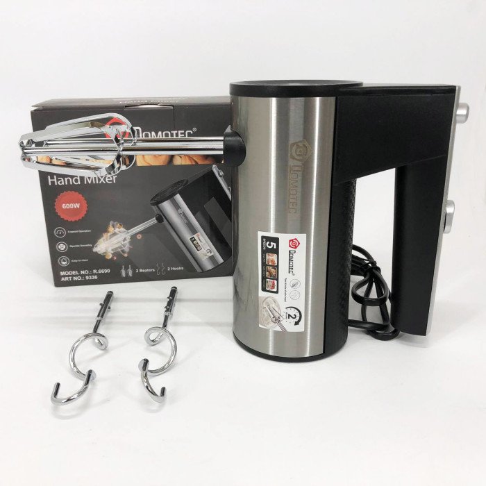 Міксер ручний DOMOTEC R6690 універсальний 5 швидкостей 600 W, Міксер блендер ручний