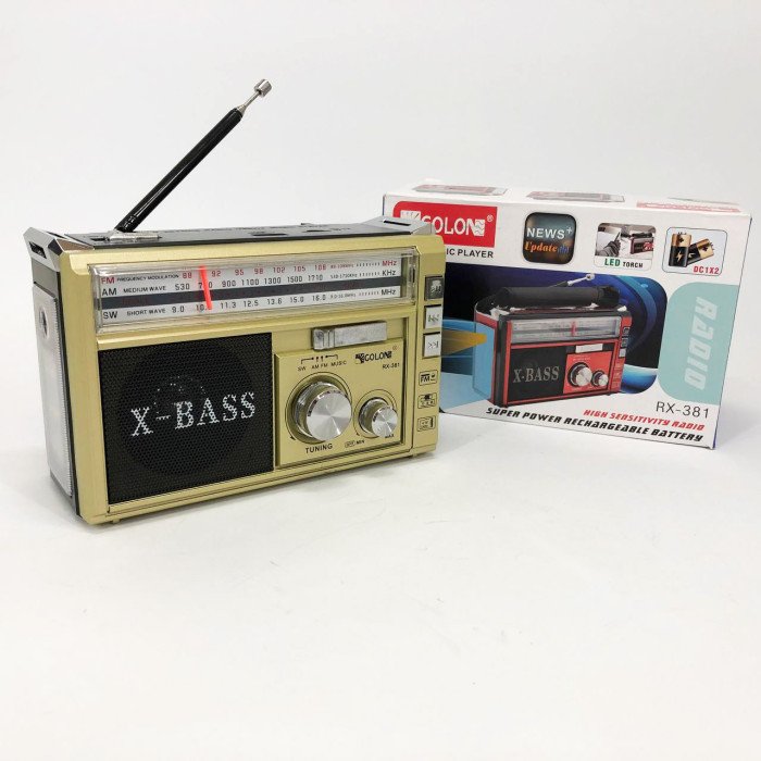 Радіоприймач портативне радіо Golon RX-381 акумуляторний ретро стовпчик usb sd mp3 fm. Колір: жовтий