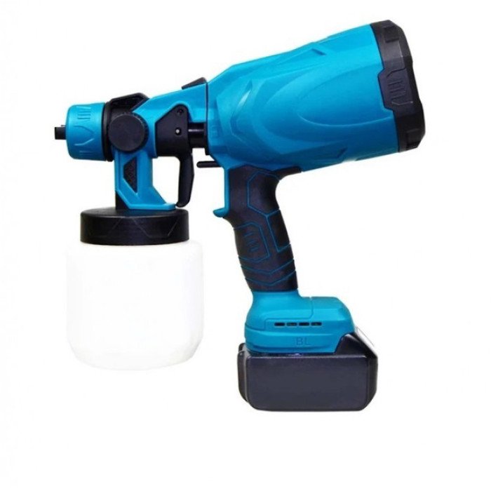 Краскопульт акумуляторний Krafftec 48V/2Ah, 600 W, 800 мл, фарборозпилювач портативний, 2 акумулятори