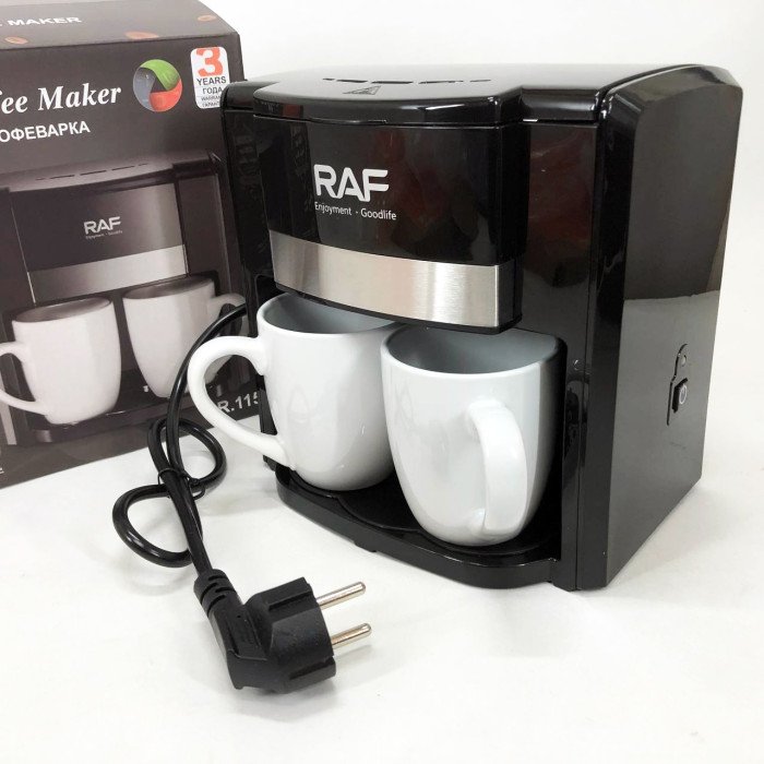 Кавоварка 2 чашки напівавтоматична RAF R.115 650 Вт, Кавова кавоварка електрична для кухні