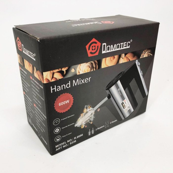 Міксер ручний DOMOTEC R6690 універсальний 5 швидкостей 600 W, Міксер блендер ручний