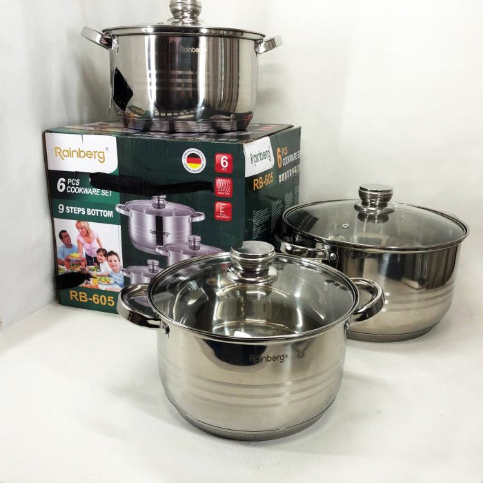 Набір каструль Rainberg RB-605 капсульне 9-ти шарове дно