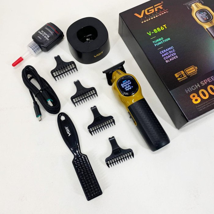 Тример для стрижки волосся VGR V-886T GOLD 8000RPM 4 насадки