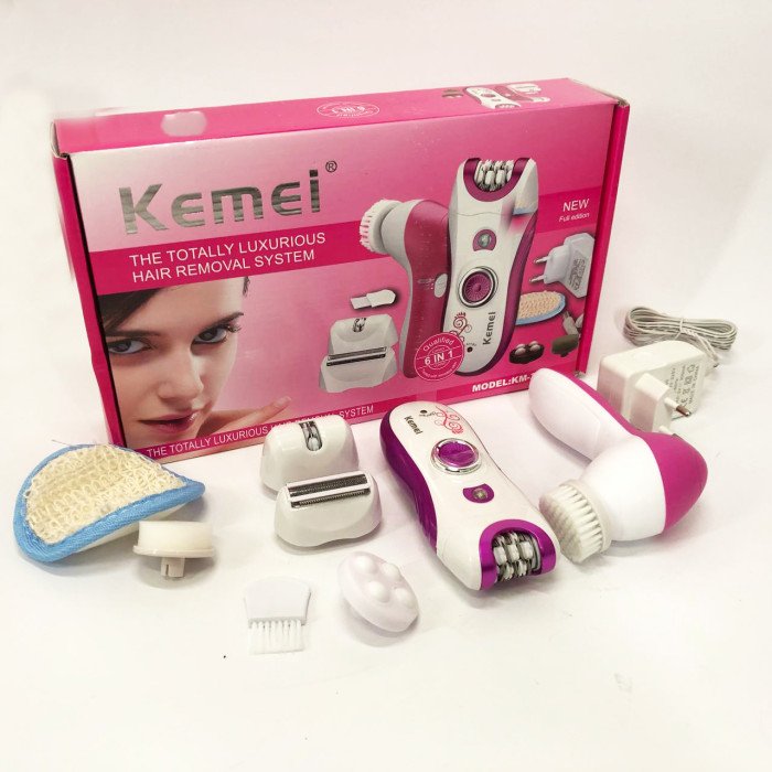 Епілятор жіночий багатофункціональний 6 в 1 пінцетний Kemei KM-3066 Х масажер догляд за шкірою 2 швидкості