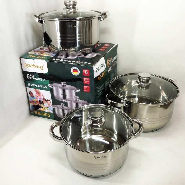 Набір каструль Rainberg RB-605 капсульне 9-ти шарове дно
