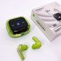 Бездротові вакуумні навушники TWS з дисплеєм LED, вологозахист IPx4 Bluetooth 5.4 з кейсом. Колір: зелений