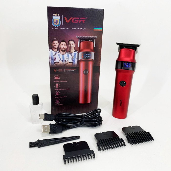 Машинка для стрижки волосся VGR V-987 RED, Бритва триммер для чоловіків