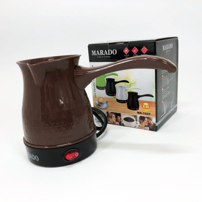 Електрична турка для кави Marado MA-1625, Побутова турка, Бюджетна турка. Колір: коричневий