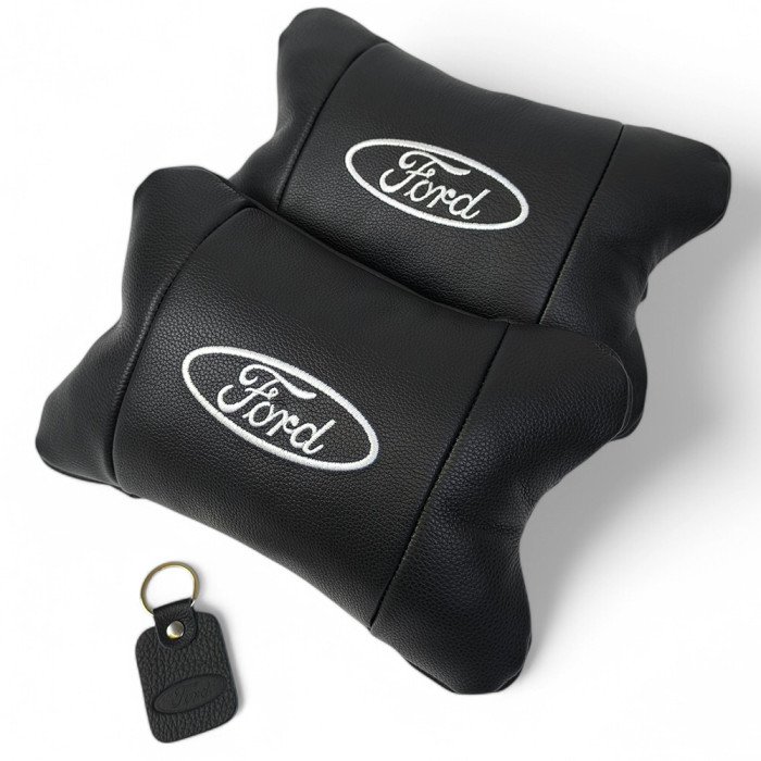 Набір автомобільних подушок 2шт для Ford, натуральна шкіра, стильні підголовники для зручної поїздки Форд