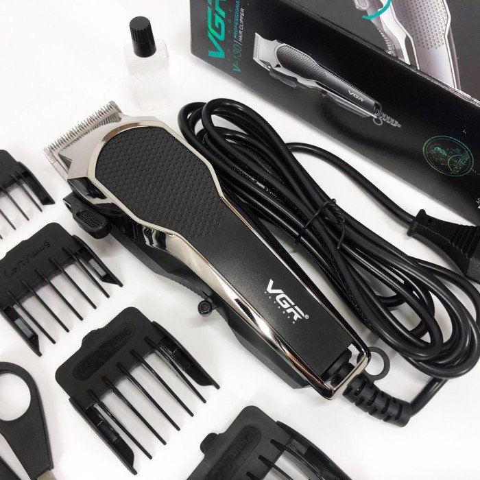 Машинка для стрижки VGR V-130 провідна професійна з насадками для окантовки триммер для волосся