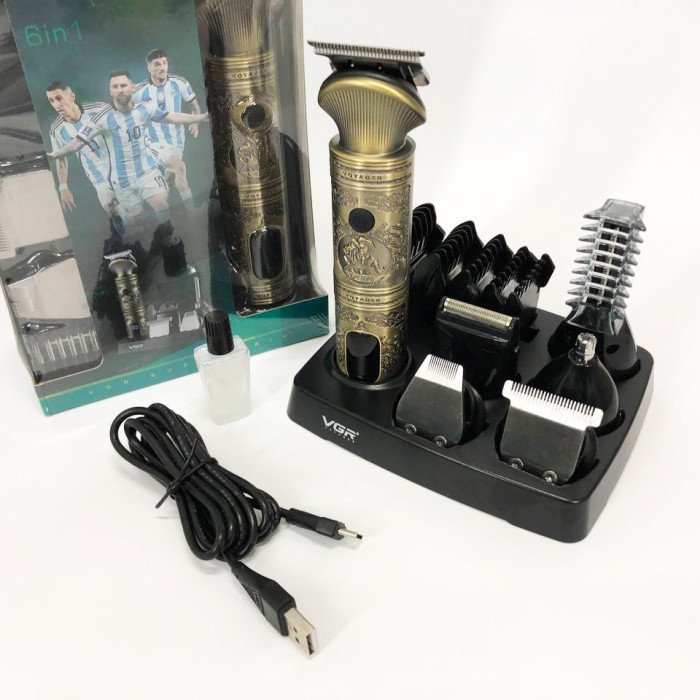Професійний набір/машинка для стрижки волосся 6 в 1 VGR V-106, бритва триммер для бороди