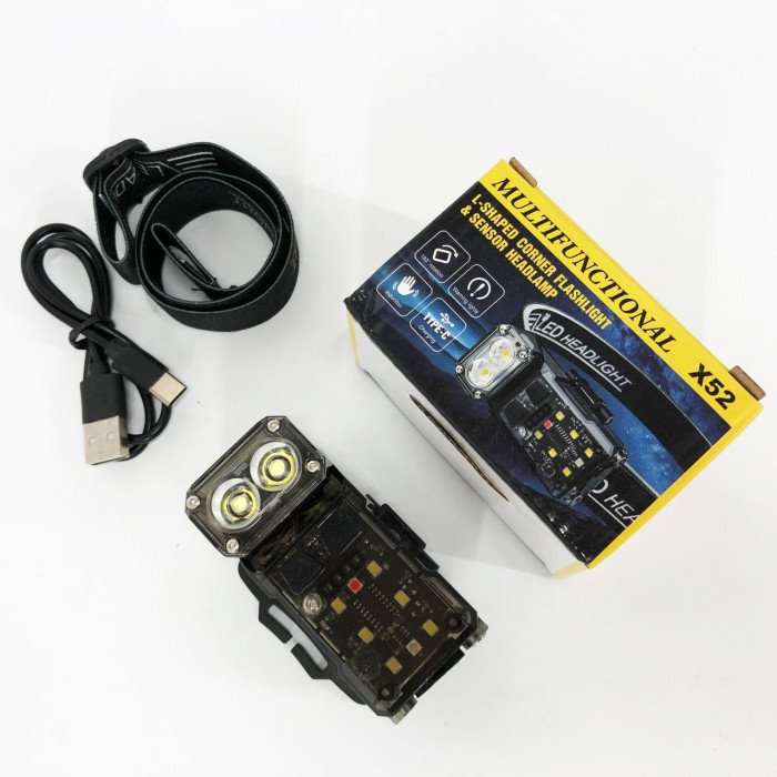 Ліхтар налобний X52, 2LED+6SMD RGB, Ліхтар на голову для бігу, Ліхтар на голову для риболовлі