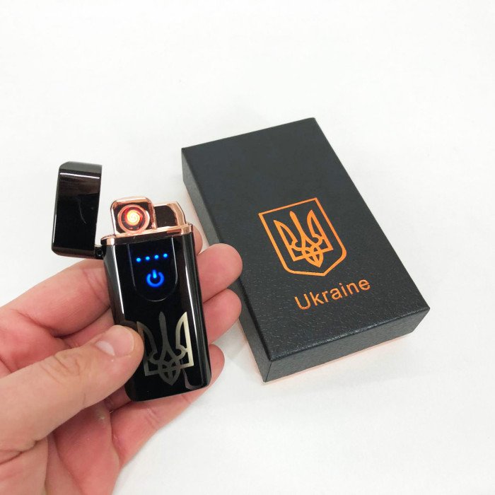 Електрична та газова запальничка Україна із USB-зарядкою HL-431, вітрозахисна запальничка. Колір: чорний