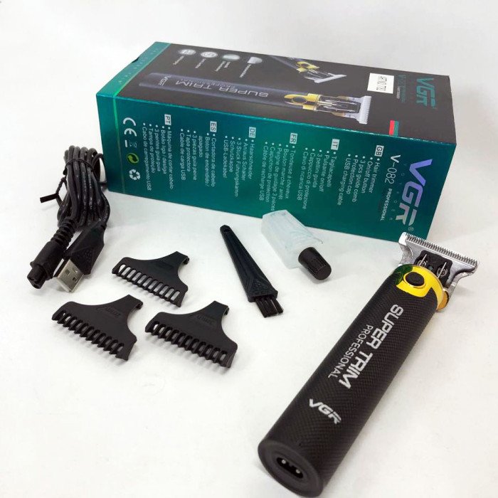 Машинка для стрижки VGR V-082 акумуляторна бездротова професійна + 3 насадки триммер для волосся