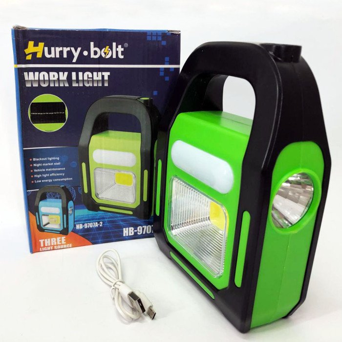 Ліхтар світлодіодний акумуляторний на сонячній батареї HB-9707 B-2 ZB-40. Колір: зелений