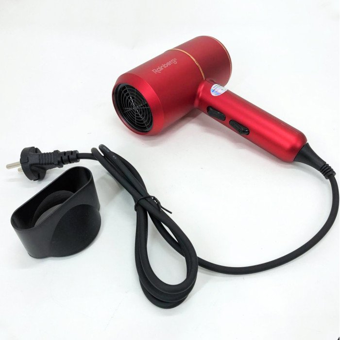 Фен для укладання та сушіння волосся Rainberg RB-2211 + насадка-концентратор, повітряний стайлер. Колір: червоний