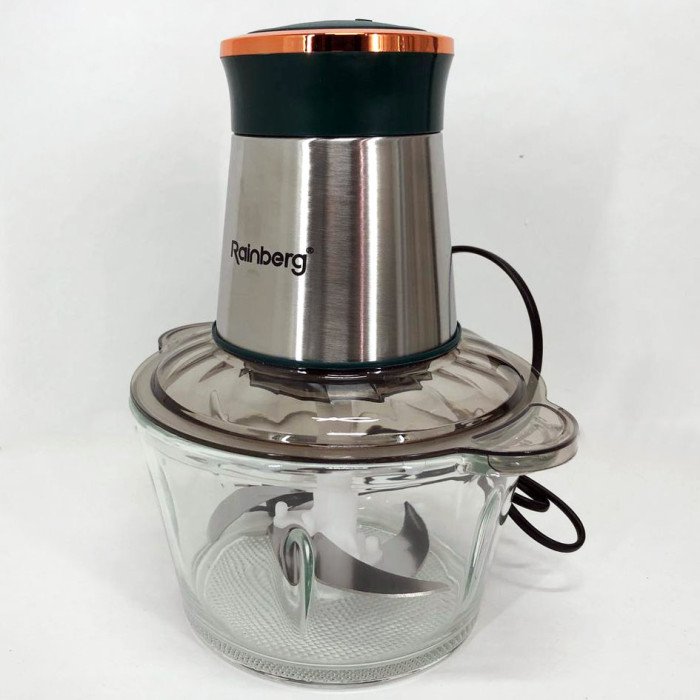 Блендер стаціонарний Rainberg RB-2201 кухонний подрібнювач 1300W чаша скляна на 2 л подвійне лезо чоппер