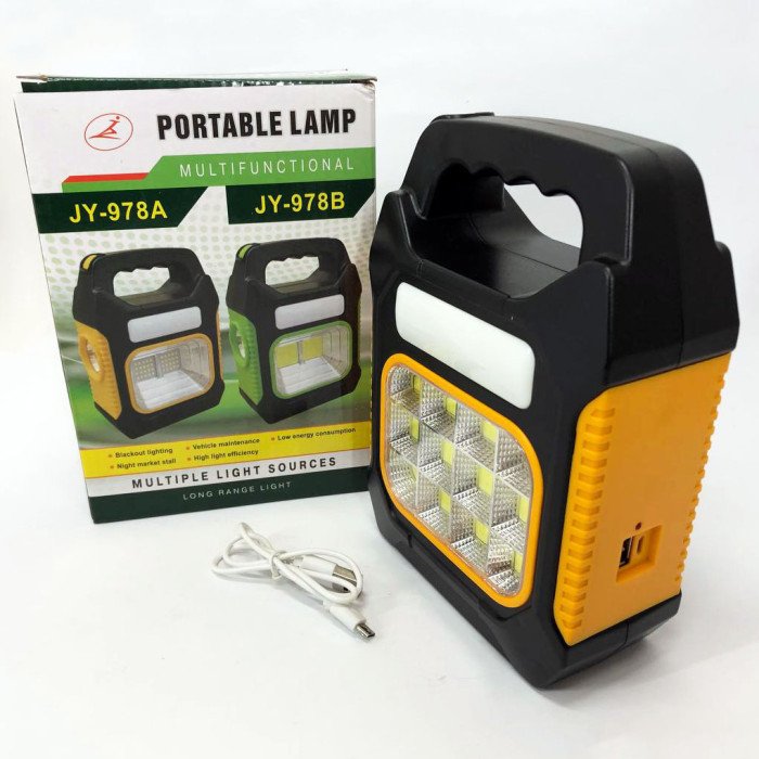 Ліхтар переносний JY-978D-LED+12COB, power bank, ліхтар світлодіодний прожектор. Колір: жовтий