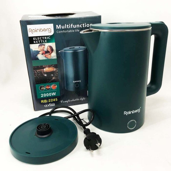 Чайник електричний Rainberg RB-2245 2000Вт 2л, гарний електричний чайник. Колір: зелений