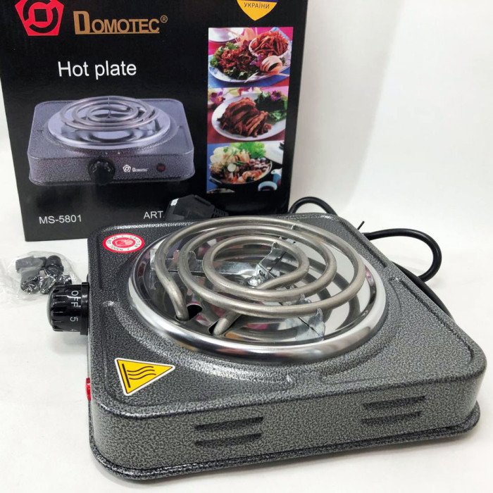 Електроплита спіральна настільна плита Domotec MS-5801 1000 W, Переносна компактна електроплита