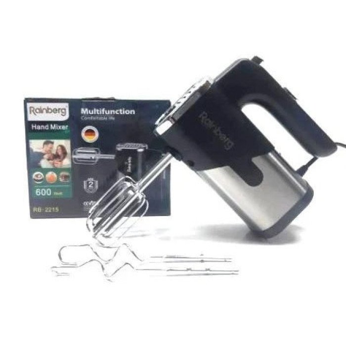 Міксер Rainberg RB-2215 ручний на 5 режимів 600 Вт + 2 види насадок, найкращий ручний міксер для кухні