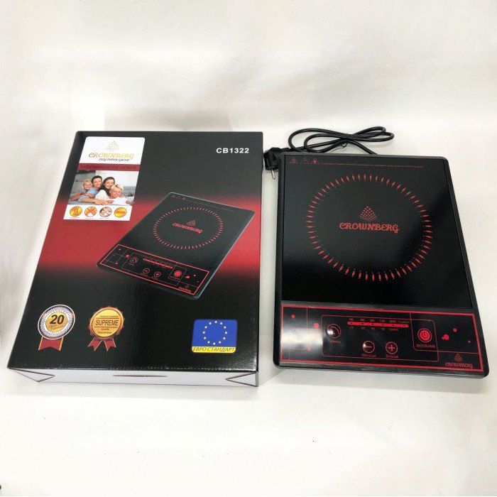 Плита настільна інфрачервона Crownberg CB-1322 одна комфорка 2000Вт