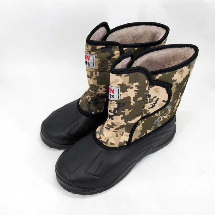 Чоботи чоловічі утеплені. Розмір 45, гумові чоботи зимовий утеплювач. Колір: жовтий піксель