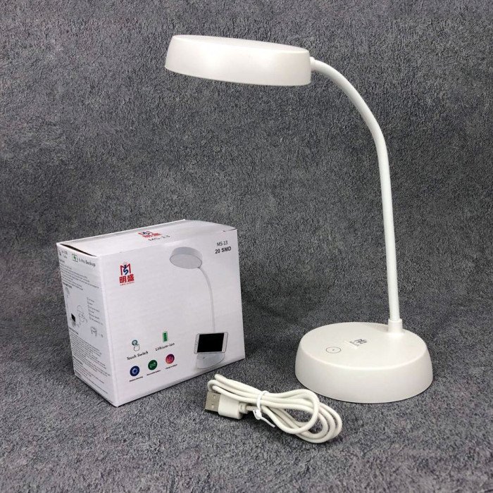 Настільна акумуляторна лампа MS-13, настільна лампа для навчання, Usb лампа сенсорна. Колір: білий