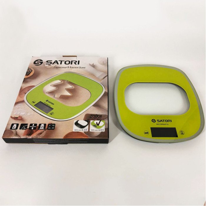 Кухонні ваги Satori SKS-221-GR до 5 кг, електронні кухонні ваги. Колір: зелений