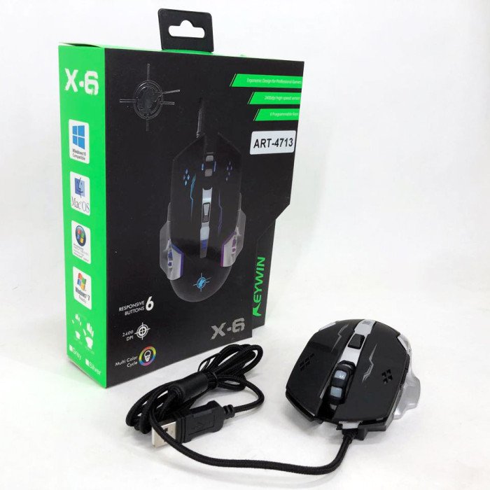 Ігрова мишка з підсвічуванням Gaming Mouse X6 / мишка для ноутбука / Дротова комп'ютерна миша