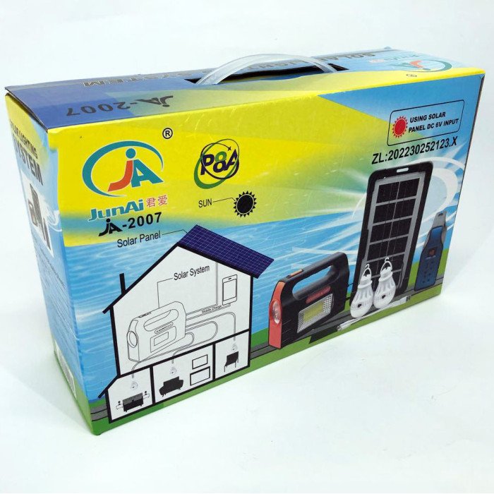 Ліхтар портативний на сонячній батареї JA-2007 сонячна зарядна станція + 2 лампочки. Колір: помаранчевий