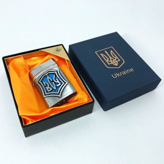 Запальничка газова ЗСУ (Подарунка, Гостро полум'я) HL-4112-4. Колір: срібло