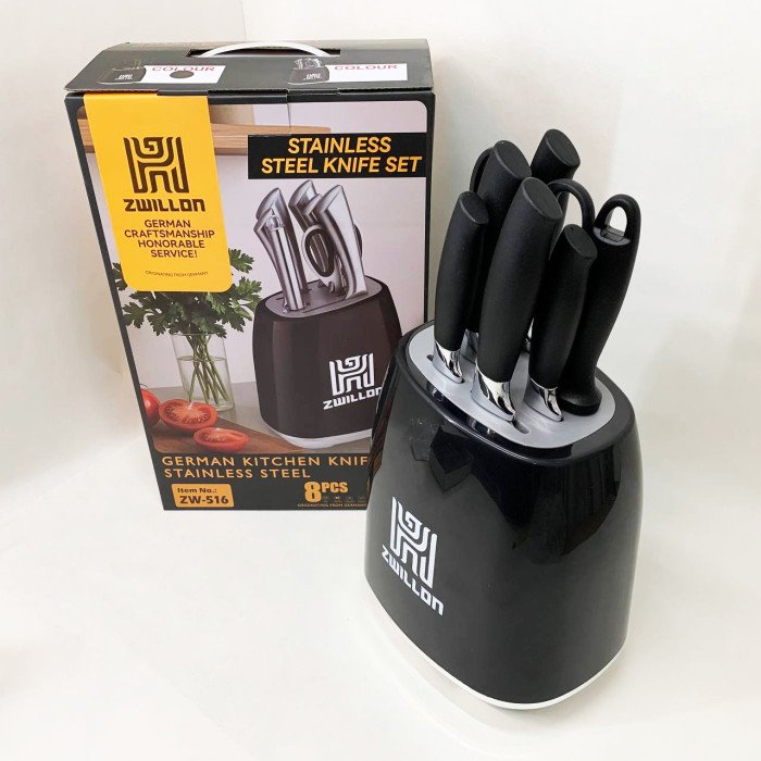 Набір ножів із нержавіючої сталі з основою Rainberg RB-2330 Black