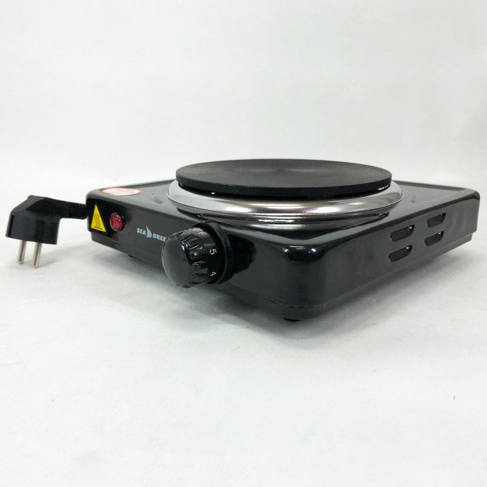 Настільна плита електрична Sea Breeze SB-061 1000 Вт, компактна переносна електроплита. Колір: чорний