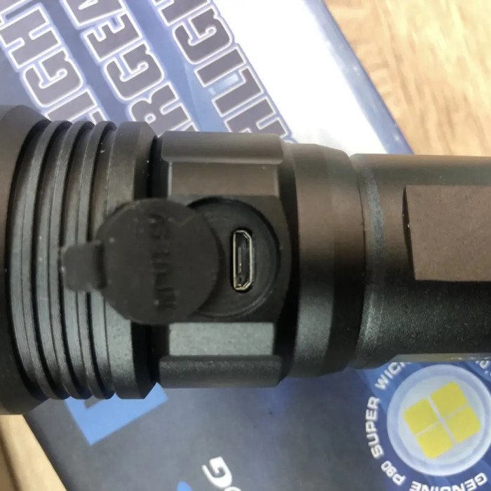 Ручний акумуляторний світлодіодний ліхтар Police X-Balog BL-1827-P90 переносний з USB заряджанням оптичним зумом і металевим корпусом + ремінець на руку