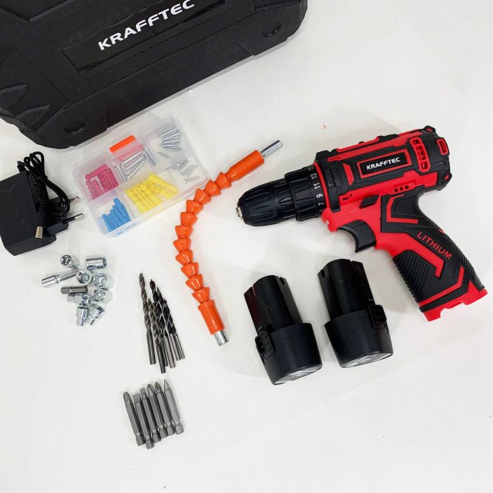 Акумуляторний шуруповерт із насадками KRAFFTEC 24V