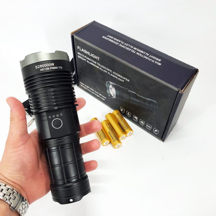 Ручний ліхтар Police AK138 WHITE LASER LED PM60-TG із зарядкою USB, що працює від 4х18650 акумуляторів