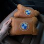 Комплект автоподушок 2шт з натуральної коричневої шкіри для BMW. Ортопедична подушка в авто БМВ