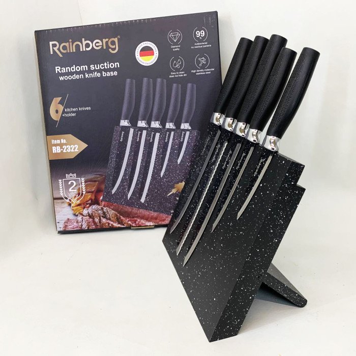 Набір ножів Rainberg RB-2322 з нержавіючої сталі з магнітною основою Black