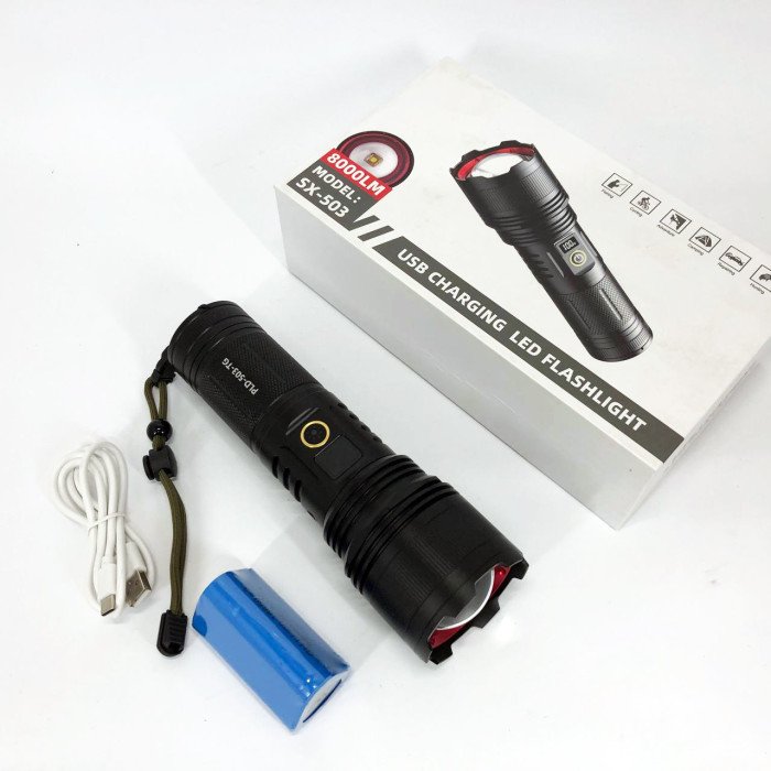 Ліхтар ручний акумуляторний PLD-503-TG powerbank, потужний акумуляторний лед ліхтарик, супер яскравий ліхтарик