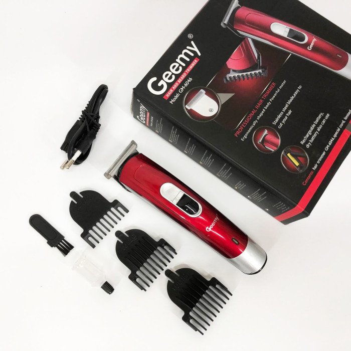 Машинка для стрижки волосся Gemei GM-6046, Машинка для стрижки волосся та гоління. Колір: червоний