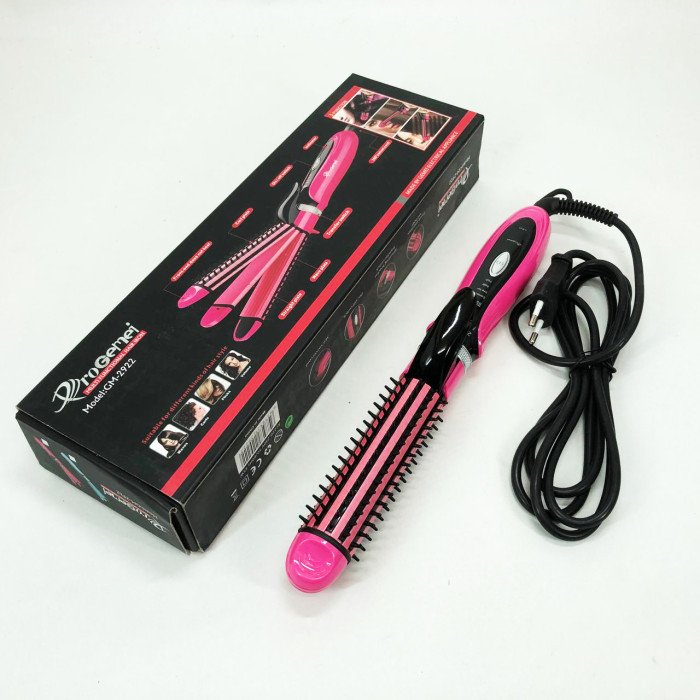 Плойка-праска 3в1 Gemei GM-2922, Сучасні щипці для завивки волосся, Прилад для завивки. Колір: рожевий