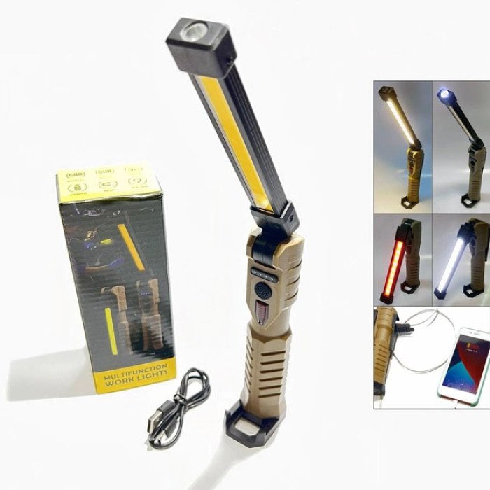 Світлодіодний ліхтар Power Bank кемпінг WL-08 XPE+COB, червоний+білий+жовтий, магніт, гачок