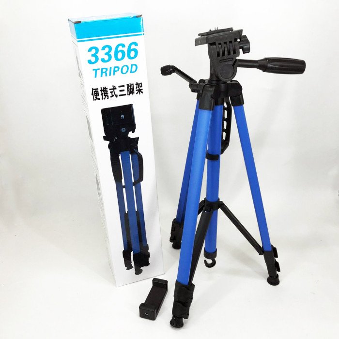 Професійний штатив 3366, трипод з чохлом, Штатив для телефону горизонтальної зйомки Колір: синій
